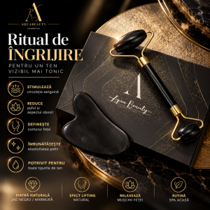 Facial roller si piatra Gua Sha Gift Box
